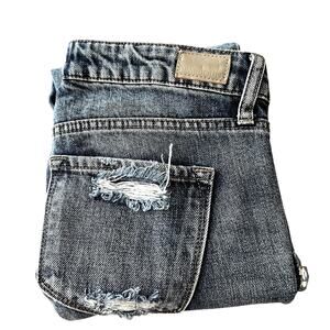 DEAR JOHN Distressed Patched Madison Girlfriend Medium Wash Jeans Womens‎ 24
